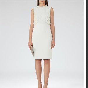 Reiss Bobbi Soft Mint Lace-Top Dress